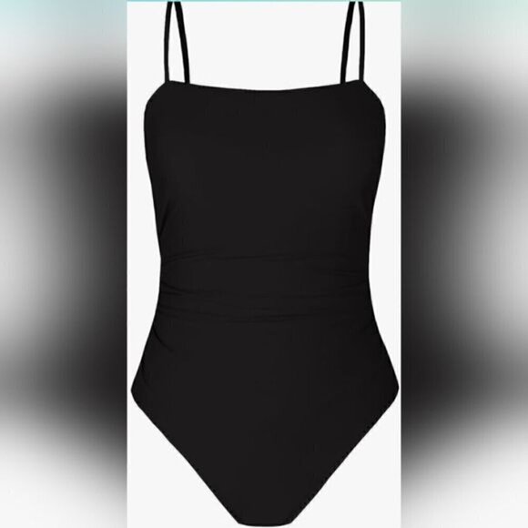 148.🆕Med Cupshe Shirred Cutout One Piece Black Swimsuit NWOT - Picture 4 of 6